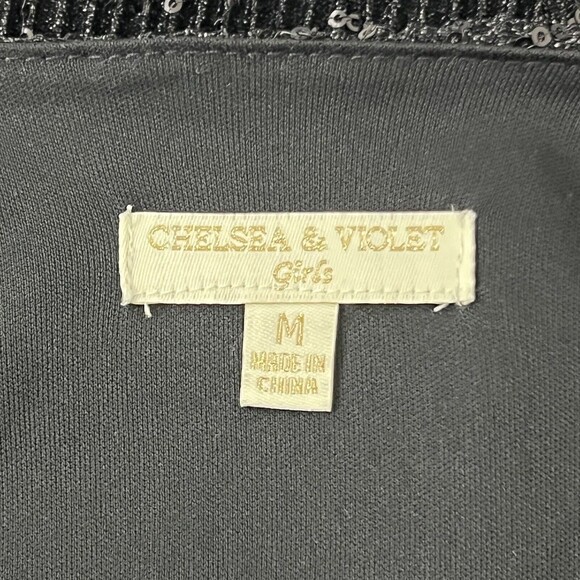 Chelsea & Violet Big Girls Size M Short Puff Sleeve Sequin Embellished Jumpsuit - Picture 4 of 4